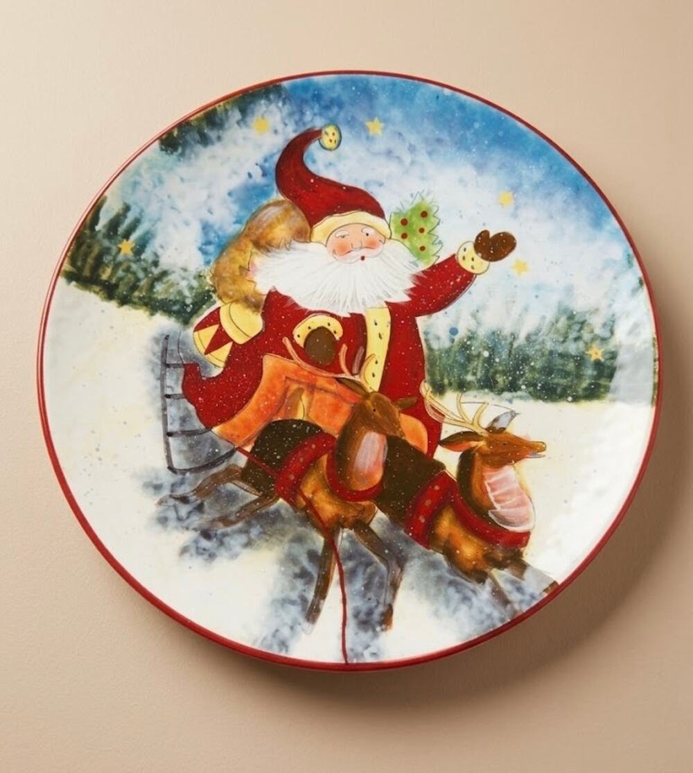 Certified International Christmas Santa Sleigh Dinner Plate by Susan Winget